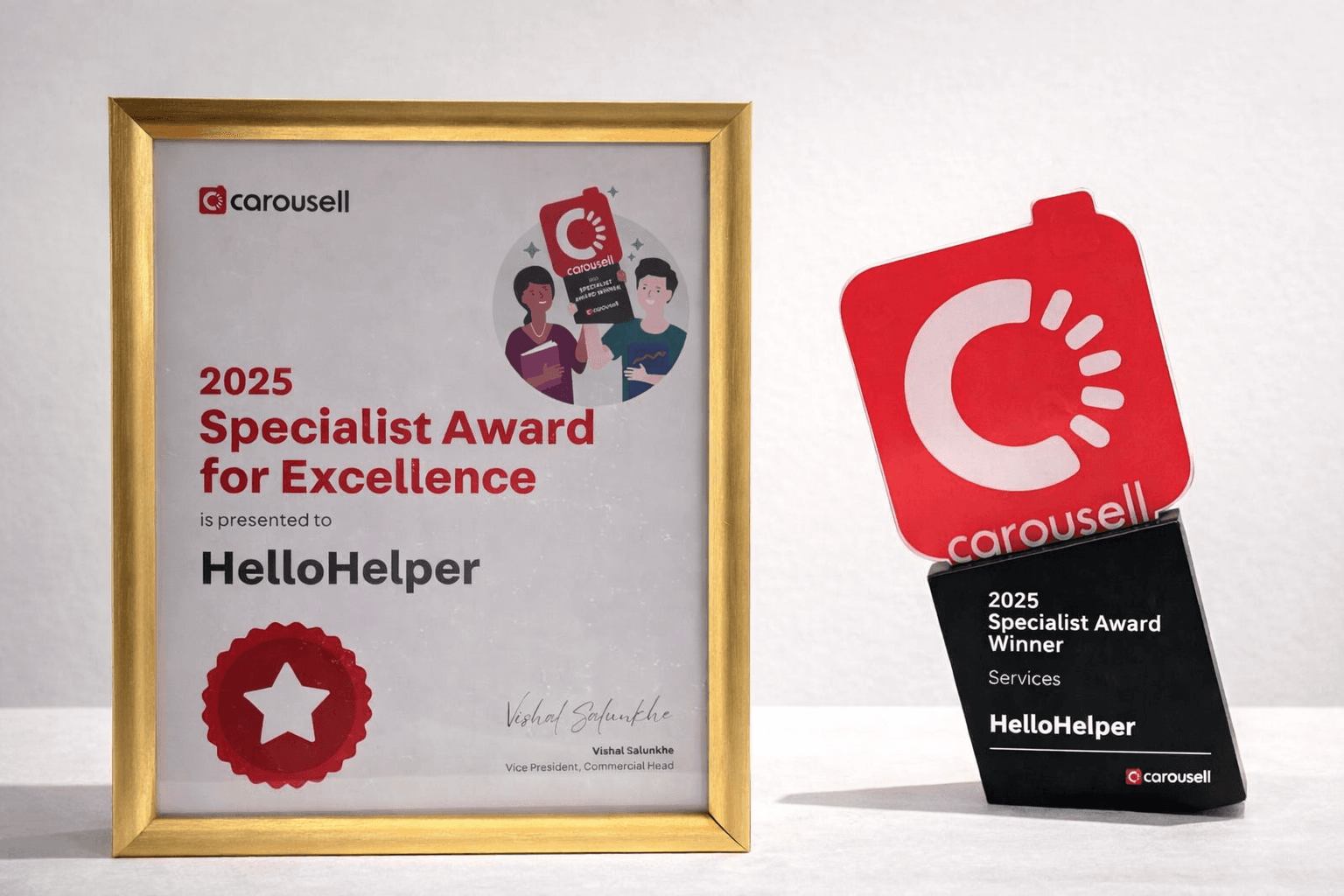 Carousell 2025 Specialist Award for Excellence presented to HelloHelper